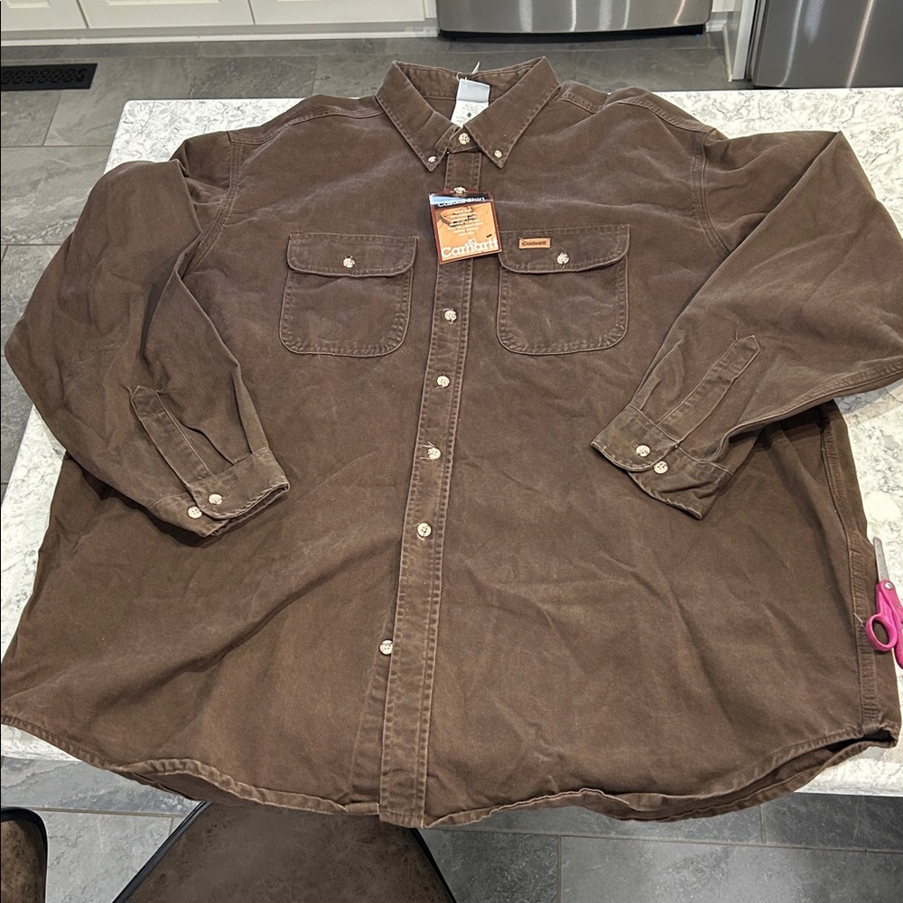 Vintage Carhartt Heavy Men's Brown Denim Shirt